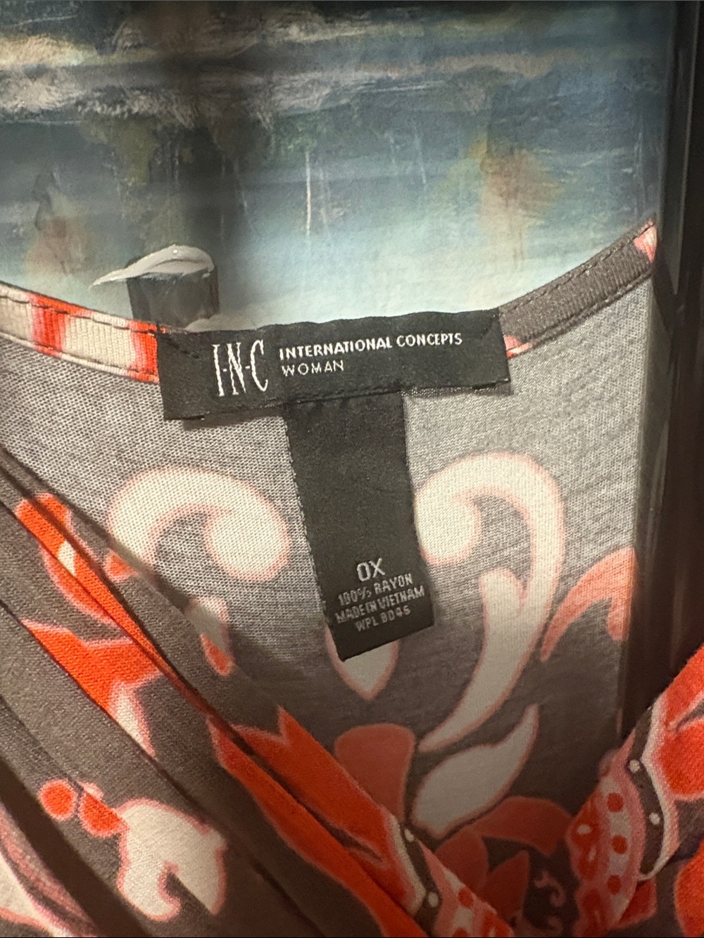 INC International Concepts Brown Maxi Dress with Red Coral Print - Picture 3 of 4
